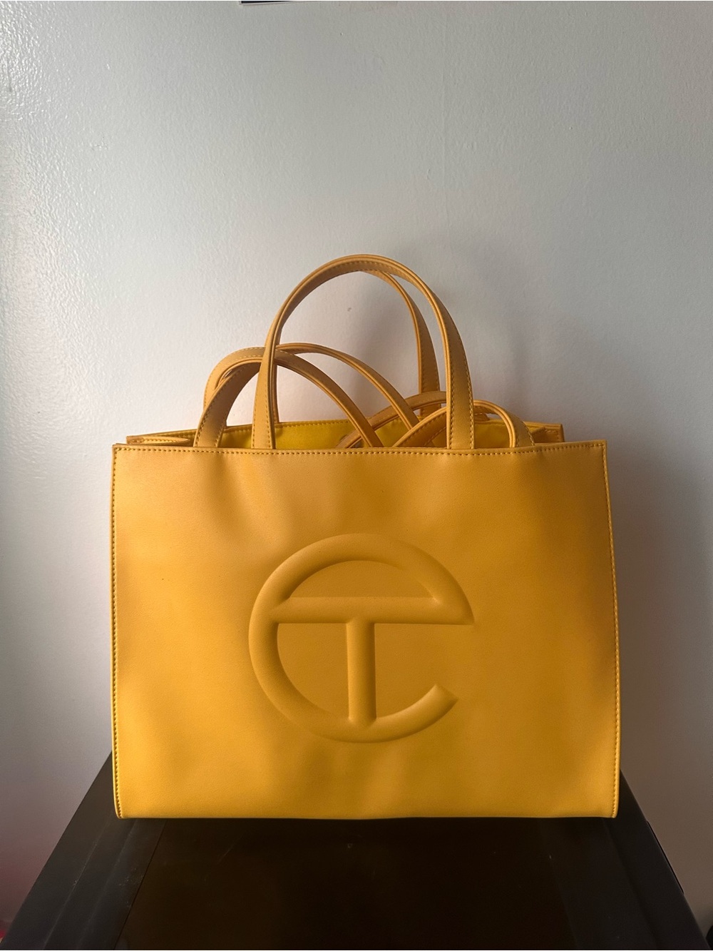 Telfar Yellow Embossed Logo Tote